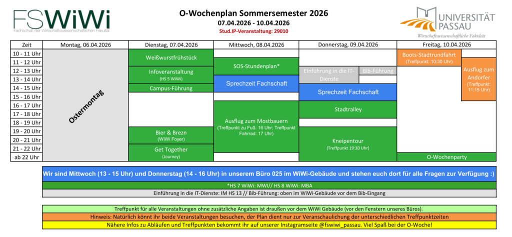 O-Wochenplan SoSe 2026