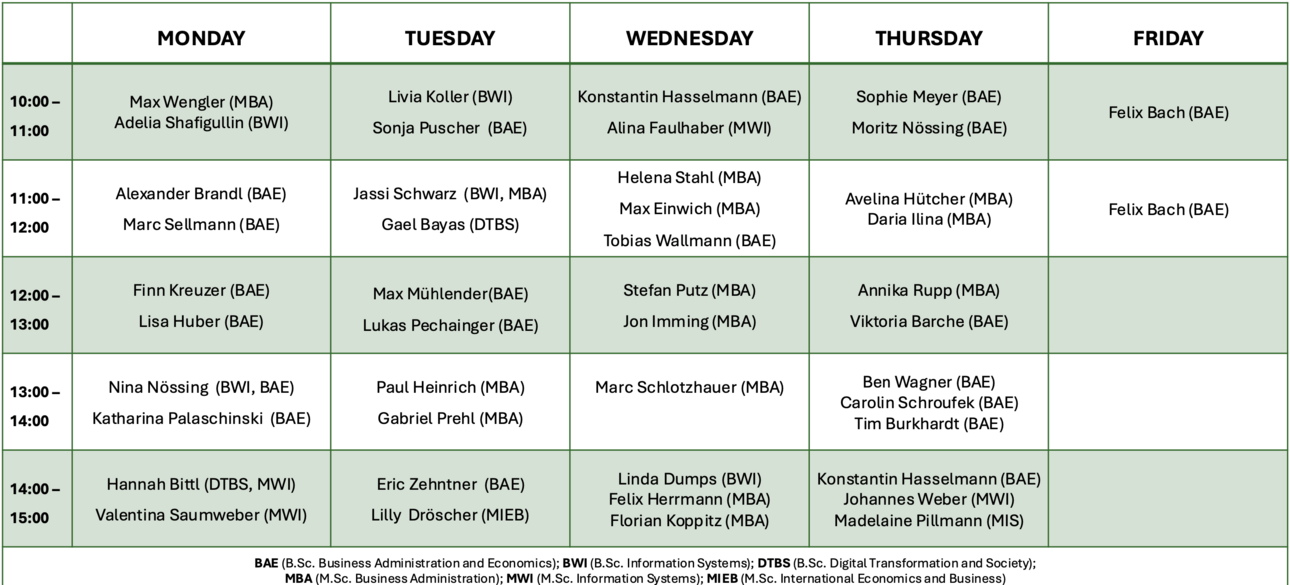 Consultation hours FS SuSe 2026