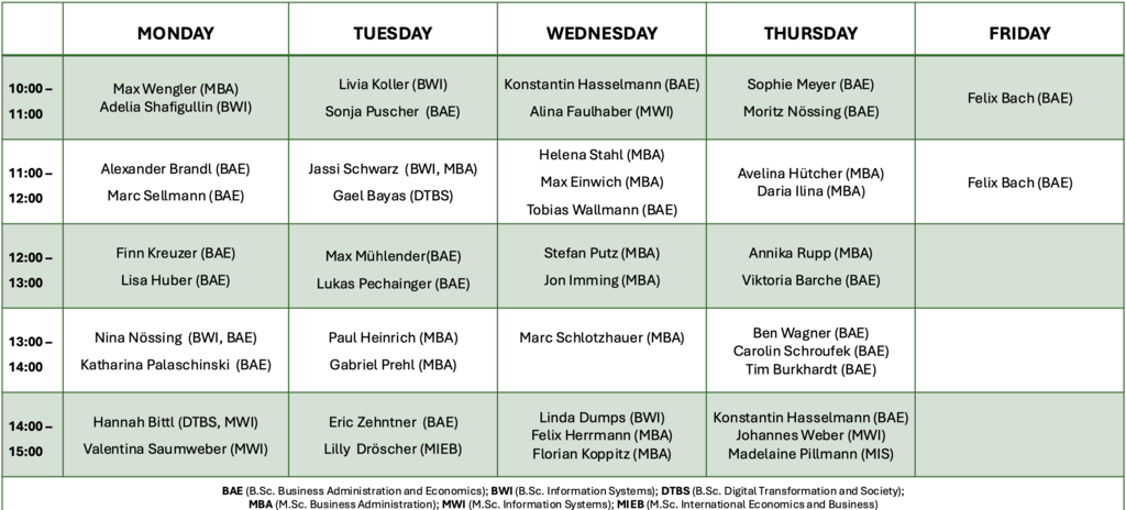 Consultation hours FS SuSe 2026