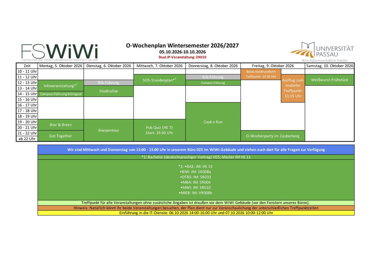 O-Wochenplan WiSe 26/27